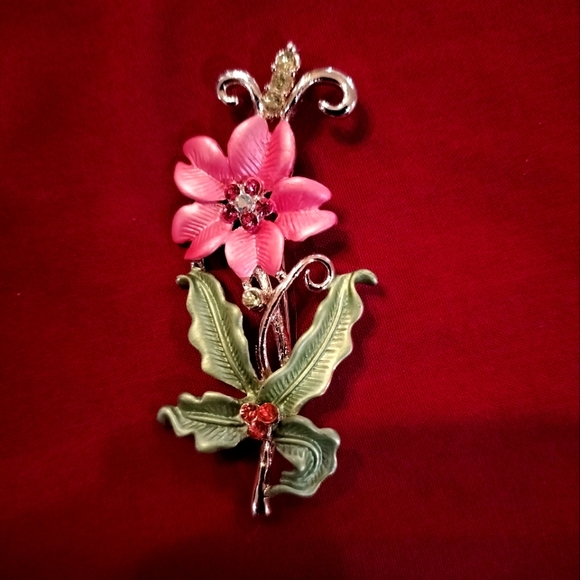 VINTAGE Pink Flower Brooch - Picture 1 of 3